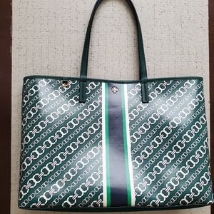 TORY BURCH Gemini Link Tote Handbag Dark Green